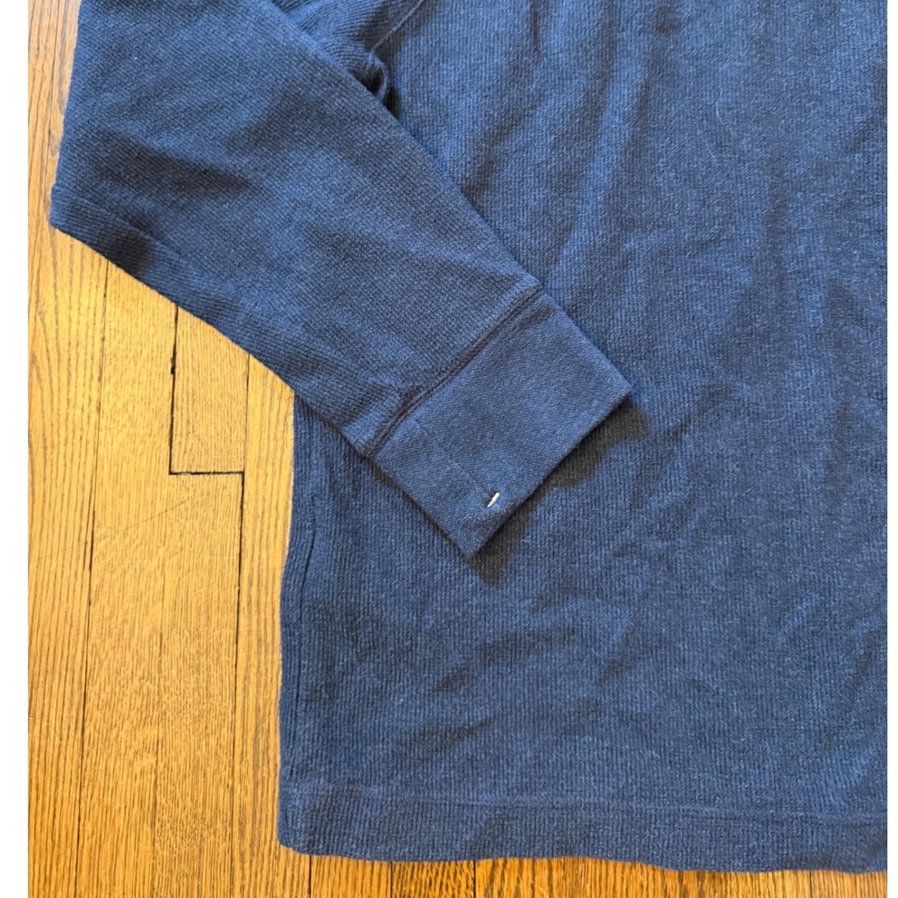 Banana Republic Mens Waffle Knit Hoodie Navy Blue Raglan Pullover Sweater Large - Picture 4 of 7